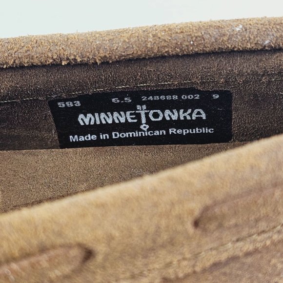 Minnetonka Brown Suede Moccasins with Fringe - Picture 9 of 9
